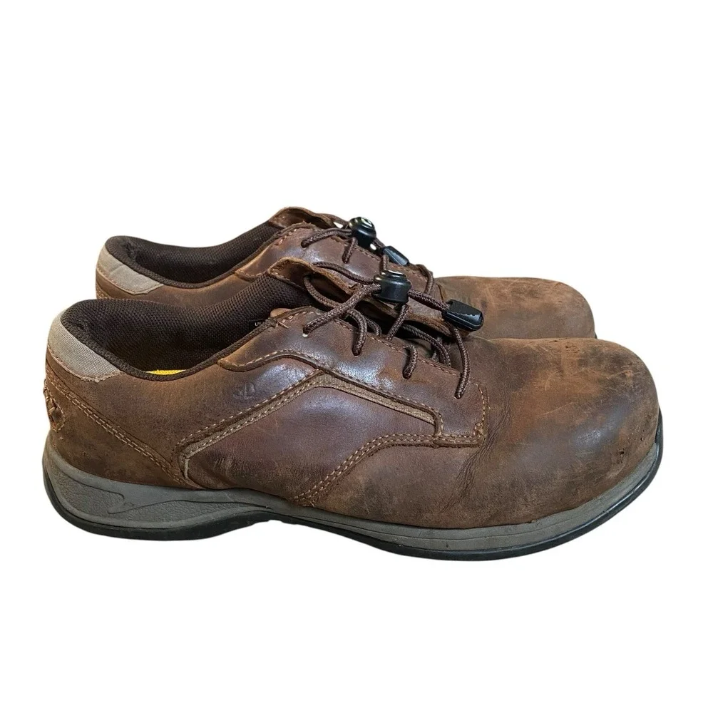 Red Wing Safety Toe Work Shoes Sz 8.5 E2 41.5 Brown Leather Slip Resistant 6708